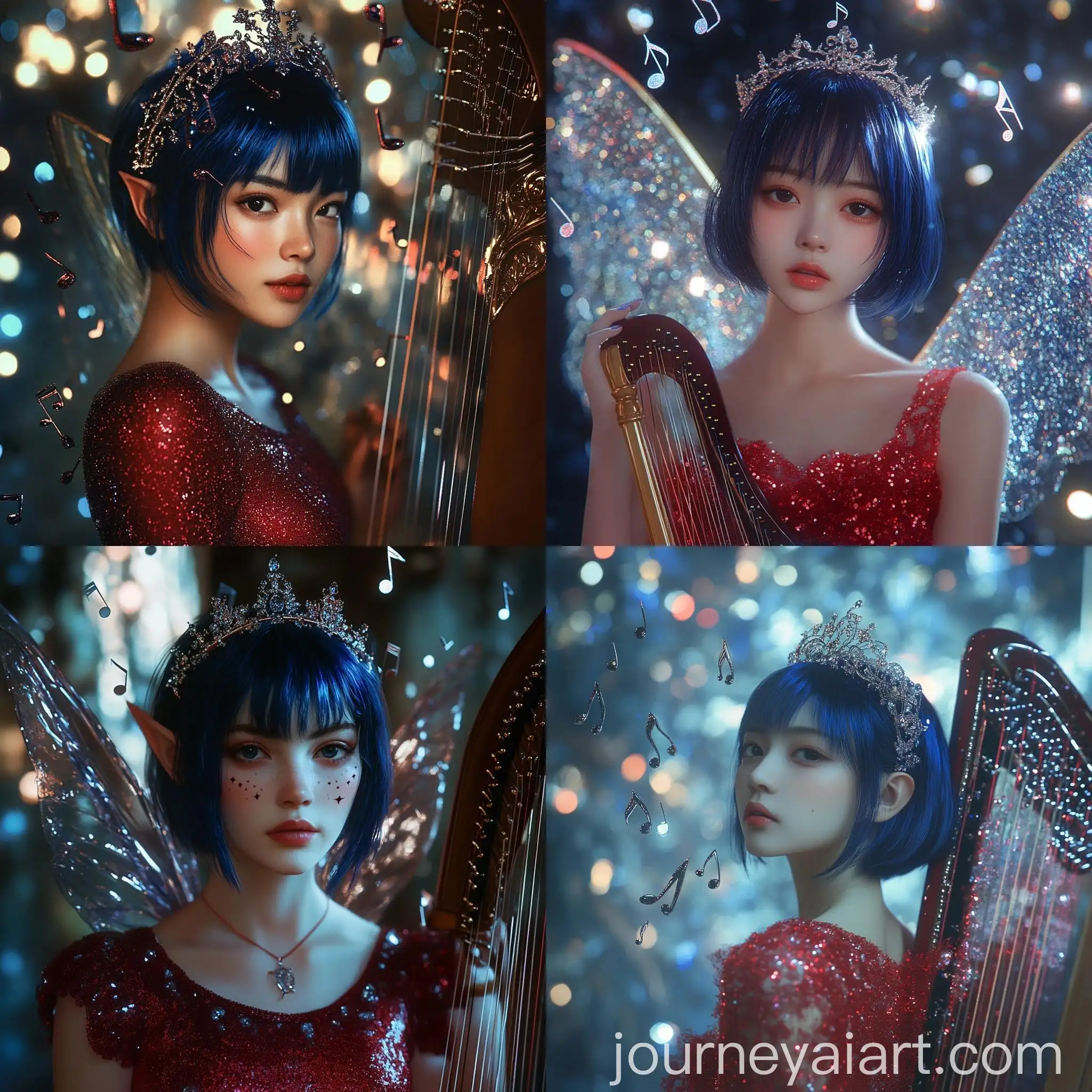 Asian-Fairy-with-Harp-and-Sparkly-Red-Top