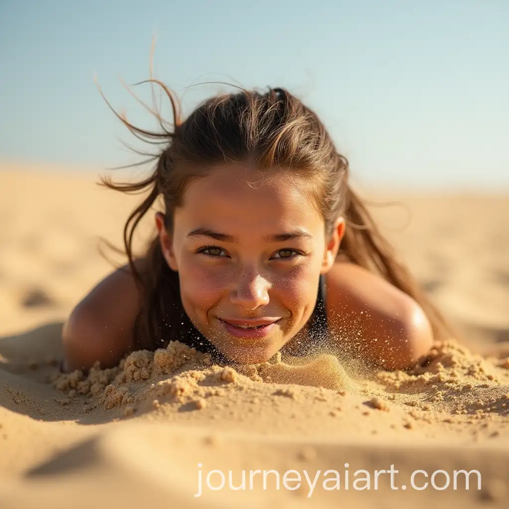 Athlete-Landing-in-Sand-with-Discomfort-from-Sand-in-Face