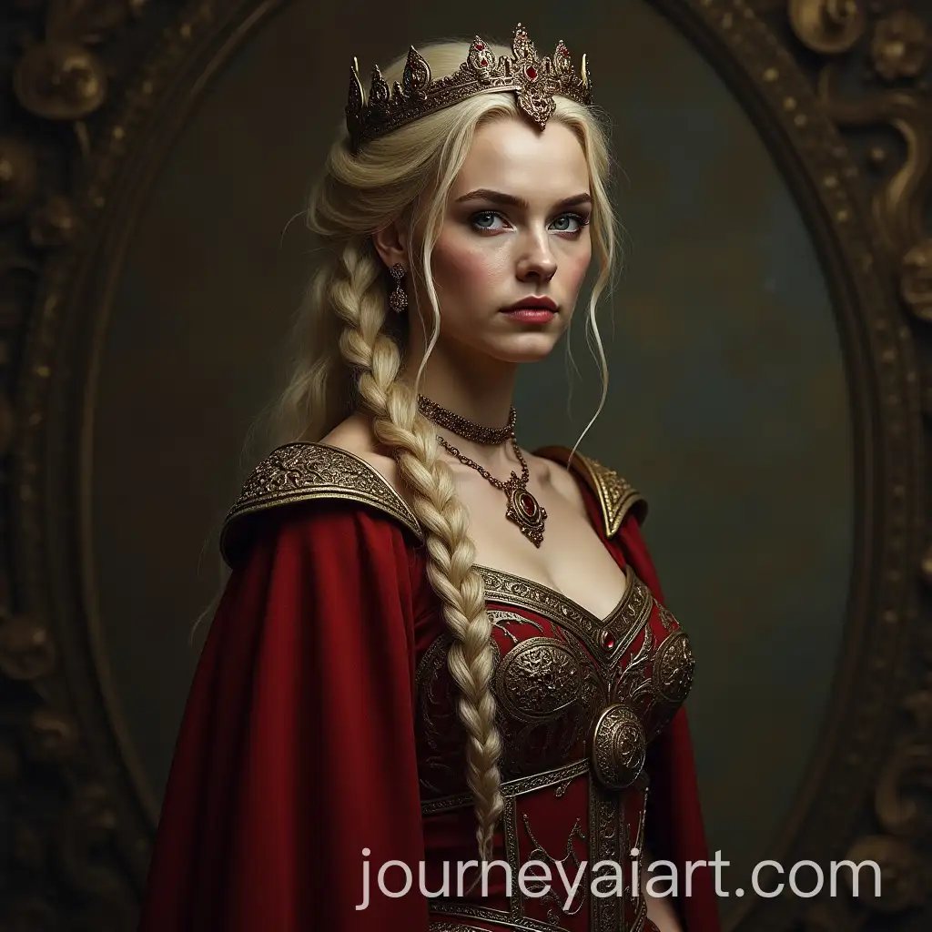 Pregnant-Queen-Rhaella-Targaryen-Standing-Before-Balerions-Skull