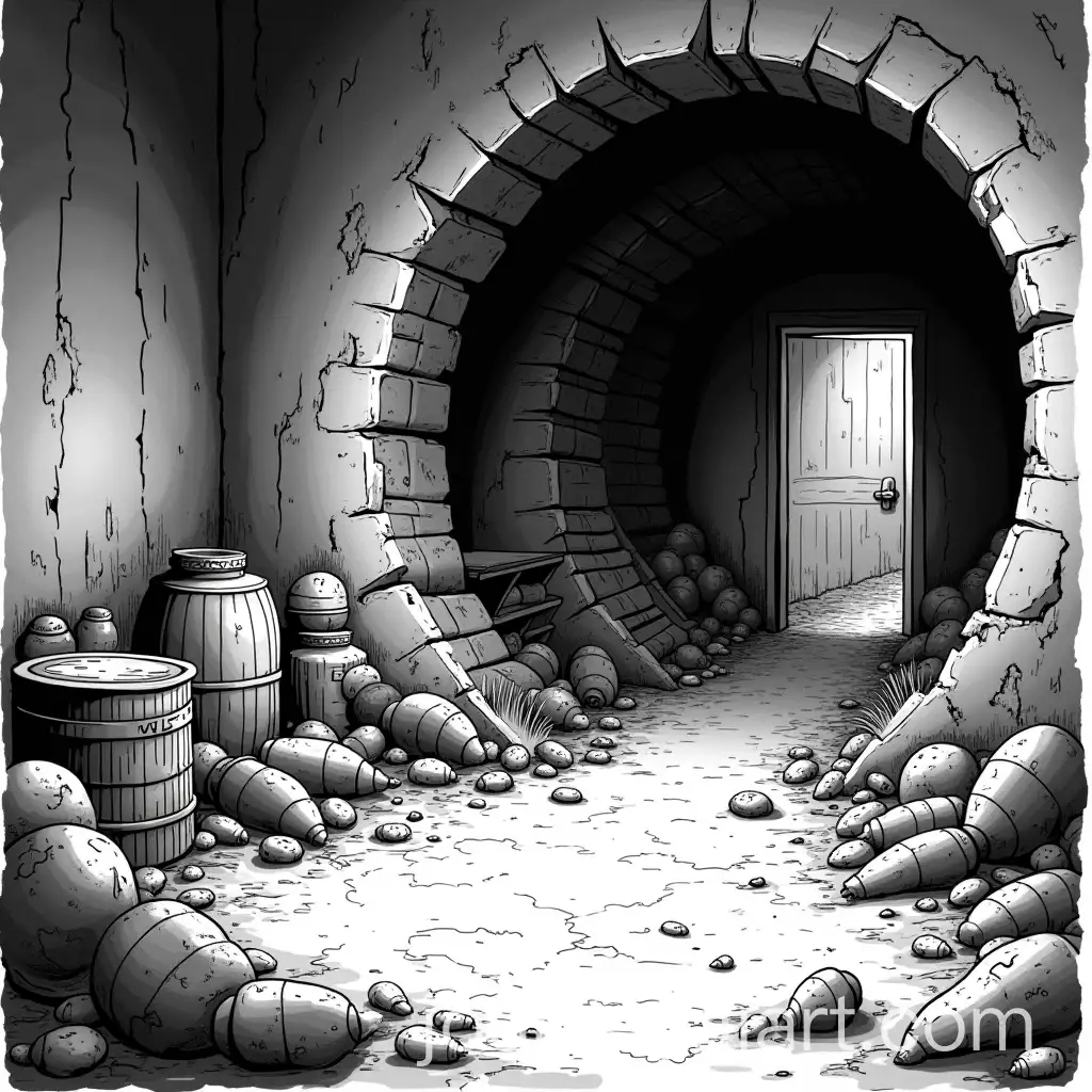 Black-and-White-Interior-of-an-AntiBomb-Bunker-with-SurvivalAI-Image-Expansion-Supplies