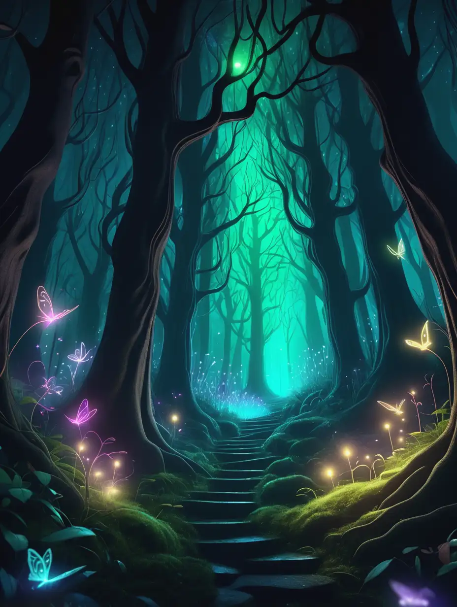 Magical Enchanted Forest with Ethereal Glow