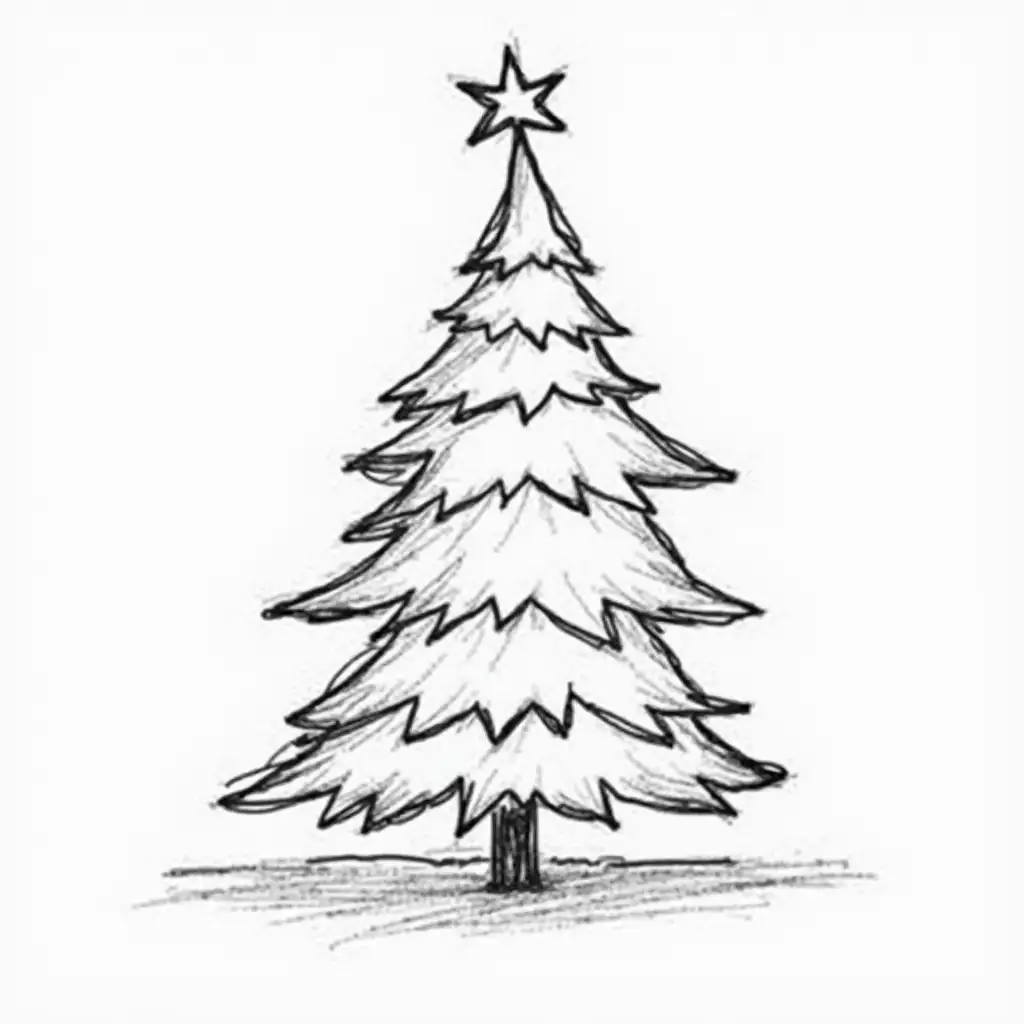 Black-and-WhiteLego-Christmas-tree-sketch-Sketch-of-a-Christmas-Tree-Built-from-Lego-Blocks