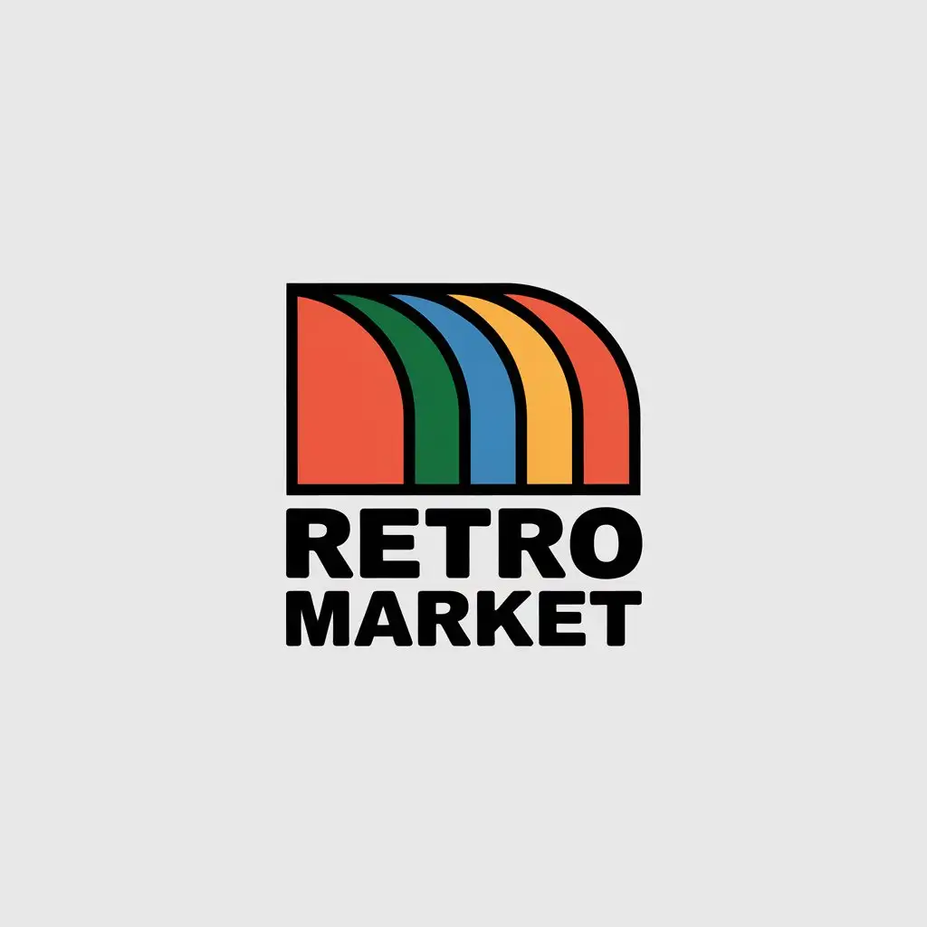 LOGO Design for Retro Market Three Retro Design Strips in Various Colors with Minimalistic Style for Retail Industry