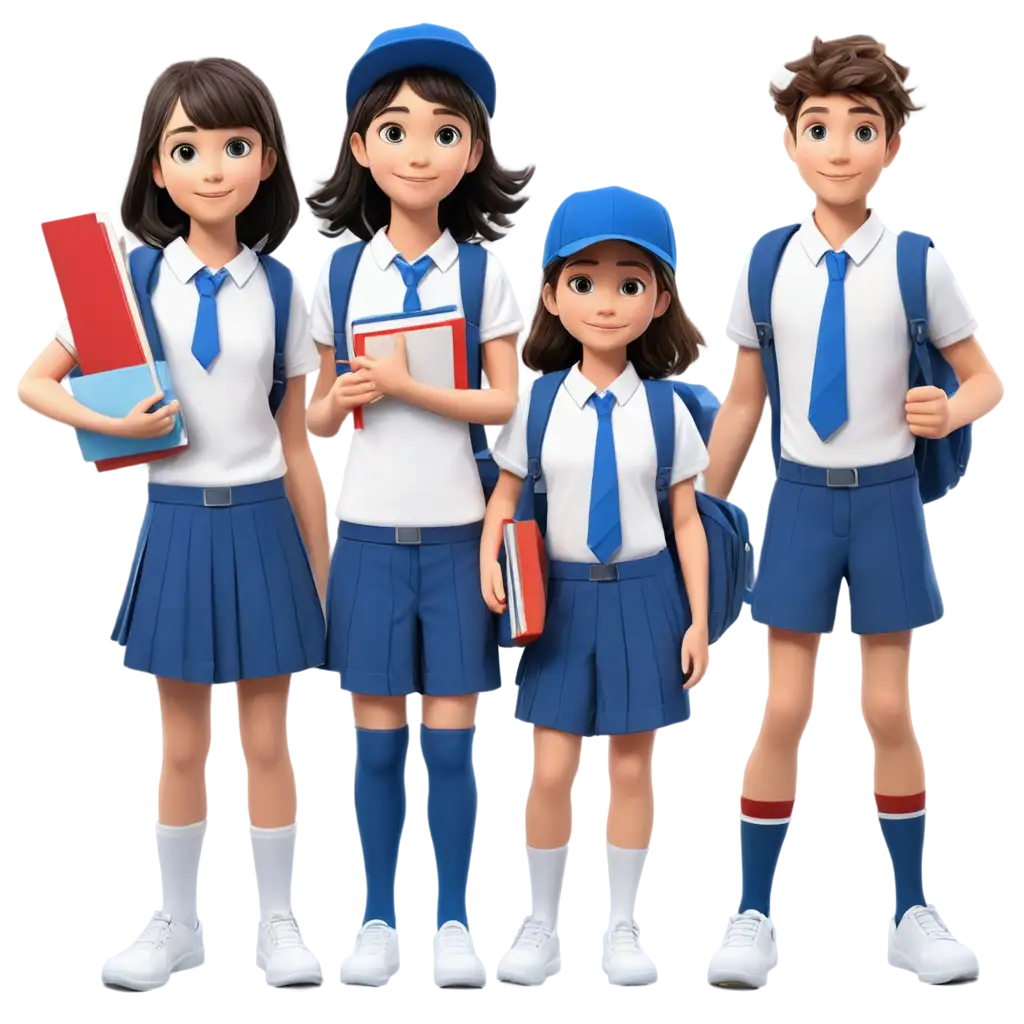 Cute-School-Kids-in-White-and-Blue-Uniforms-Presenting-Large-Mobile-Mockup-PNG-Image