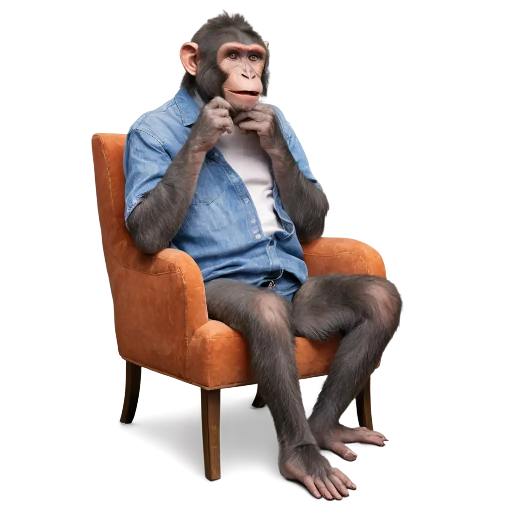 PNG-Image-Monkey-Sitting-in-Chair-Using-Mobile-with-Happy-Reaction