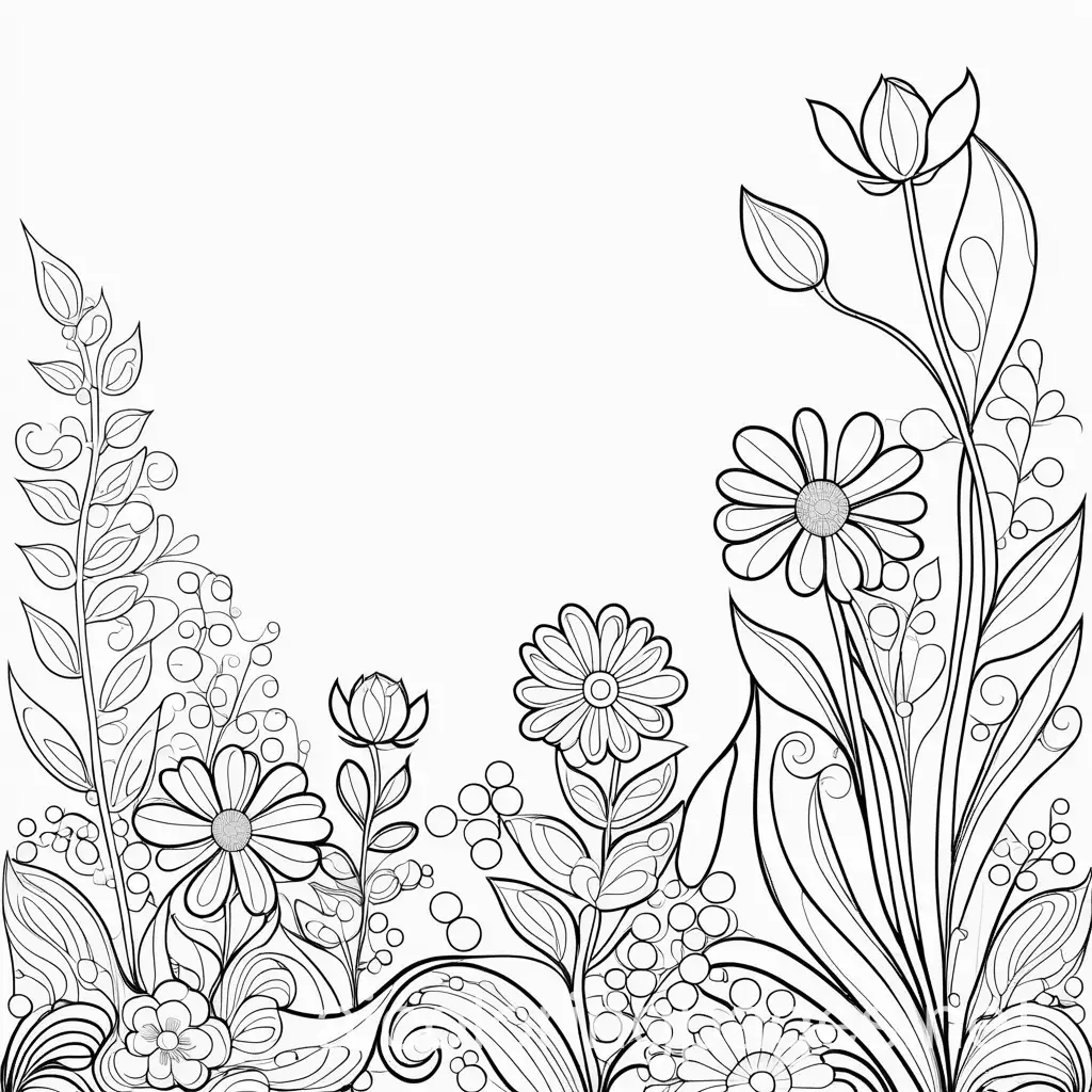 flower, Coloring Page, black and white, line art, white background, Simplicity, Ample White Space. The background of the coloring page is plain white to make it easy for young children to color within the lines. The outlines of all the subjects are easy to distinguish, making it simple for kids to color without too much difficulty