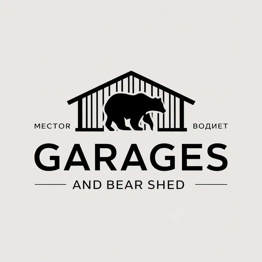 a vector logo design,with the text "Garages and bear shed", main symbol:MEDVEдь (note: this word appears to maintain its case sensitivity and grammar from Russian origin, so it is preserved as-is),Moderate,be used in Construction industry,clear background
