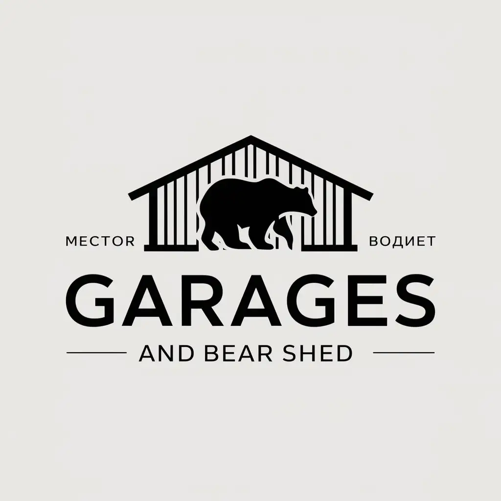 LOGO-Design-for-Garages-and-Bear-Shed-Constructive-MEDVE-Symbol-in-Vector-Style