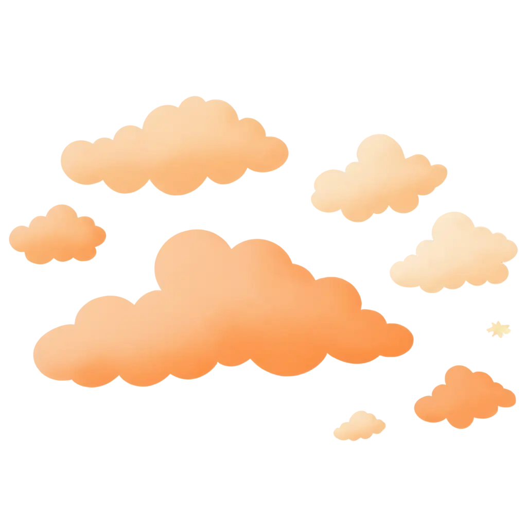 Stylized-Toon-Clouds-PNG-with-Light-Orange-Glossy-Finish-High-Quality-for-Versatile-Uses