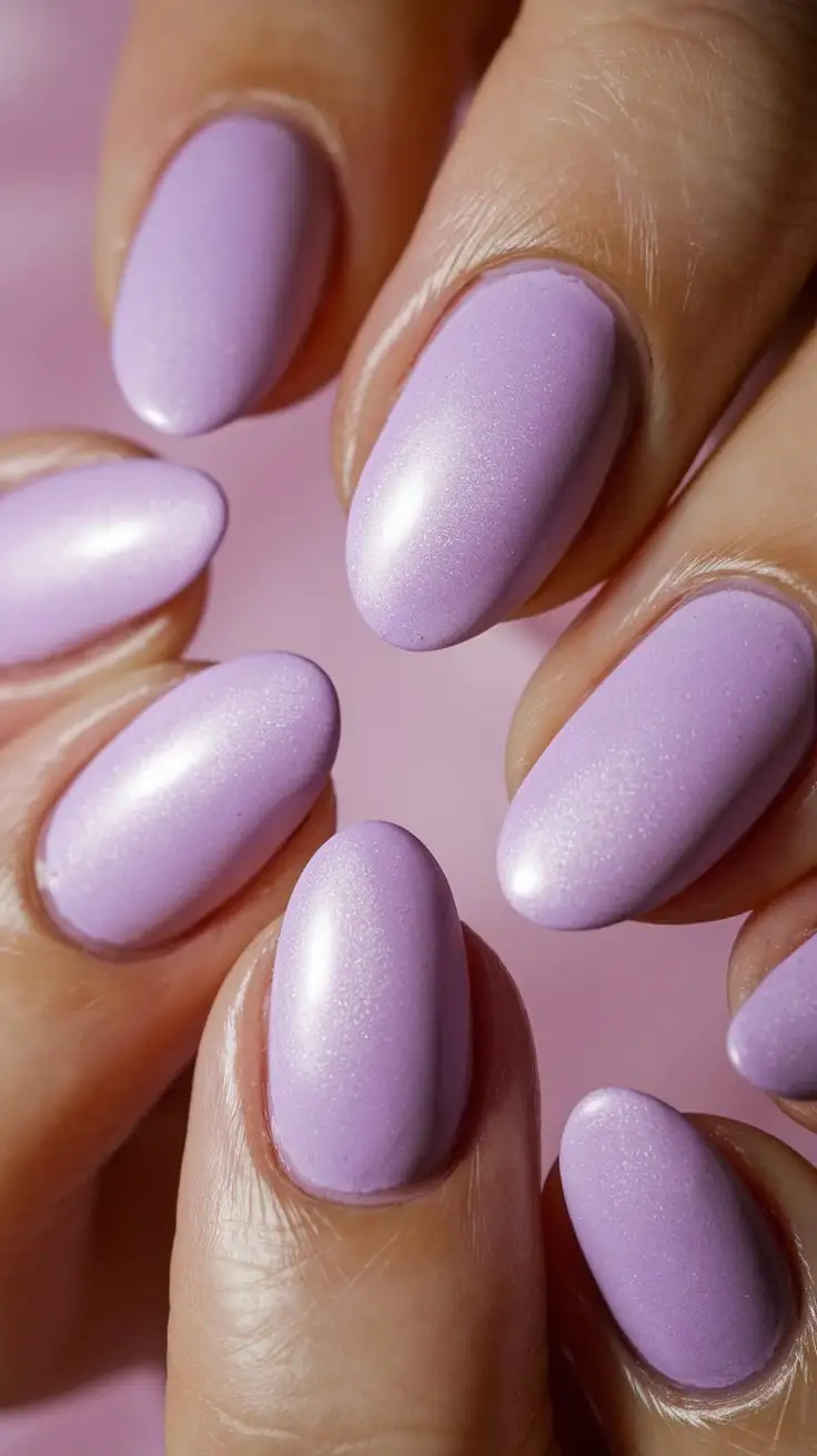 Milky-Lavender-Oval-Nails-with-SemiMatte-Finish-and-Soft-Pink-Background