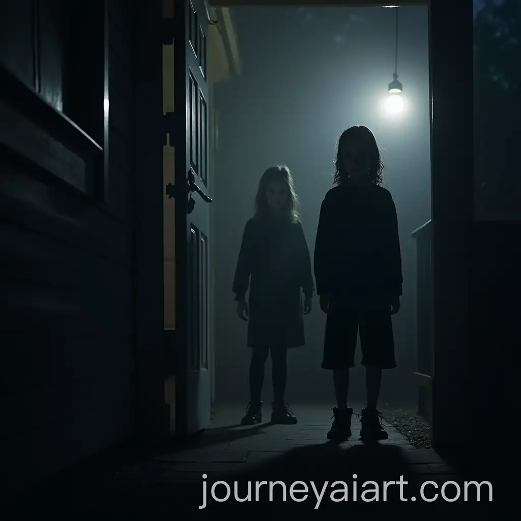 AI-Image-Prompt-ExpansionMysterious-Children-with-Black-Eyes-Under-the-Porch-at-Twilight