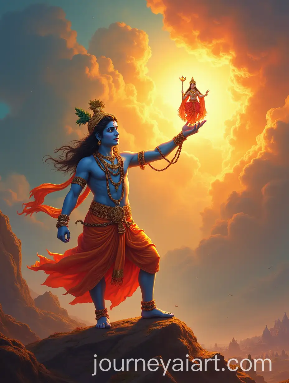 Realistic-Festival-Poster-of-Lord-Krishna-Lifting-Govardhan-Hill