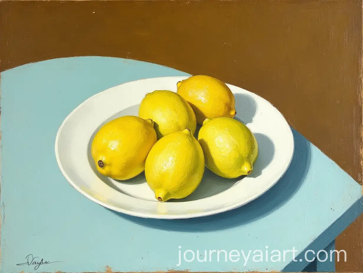 Still-Life-Painting-of-Five-Lemons-on-White-Plate-by-Van-Gogh