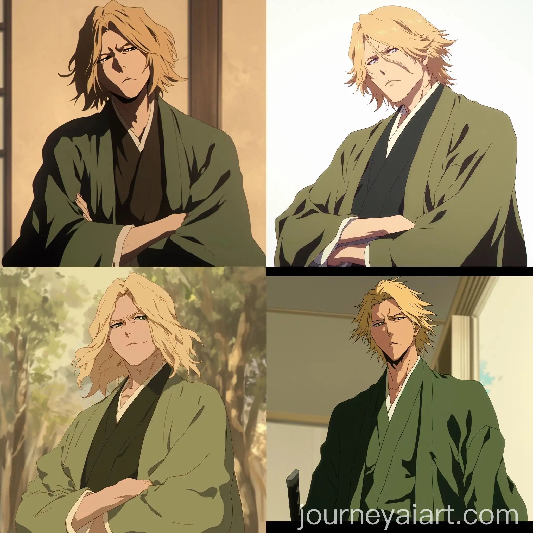 Kisuke-Urahara-Anime-Character-in-Green-Haori-and-Kimono