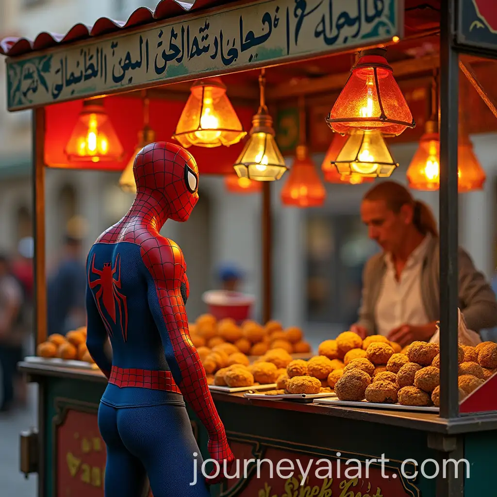 Spider-Man-on-Arabic-Falafel-Food-Stall-in-Egypt