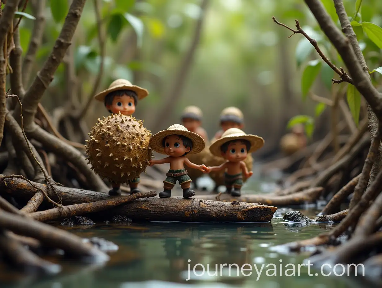 Tiny-Reforesters-Transporting-Seed-Pods-Through-Mangrove-Roots