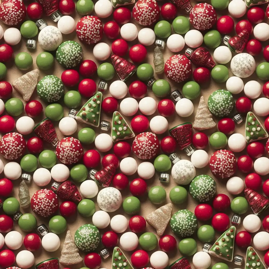 Round Christmas Candy Seamless Pattern