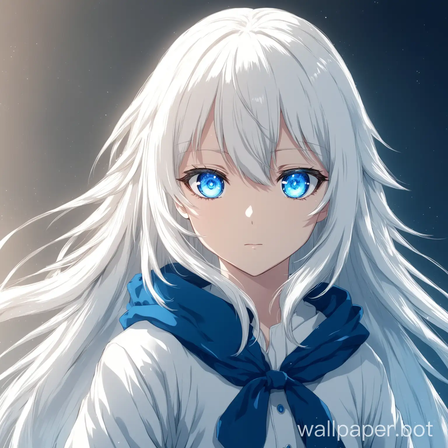 Anime girl white hair blue eyes