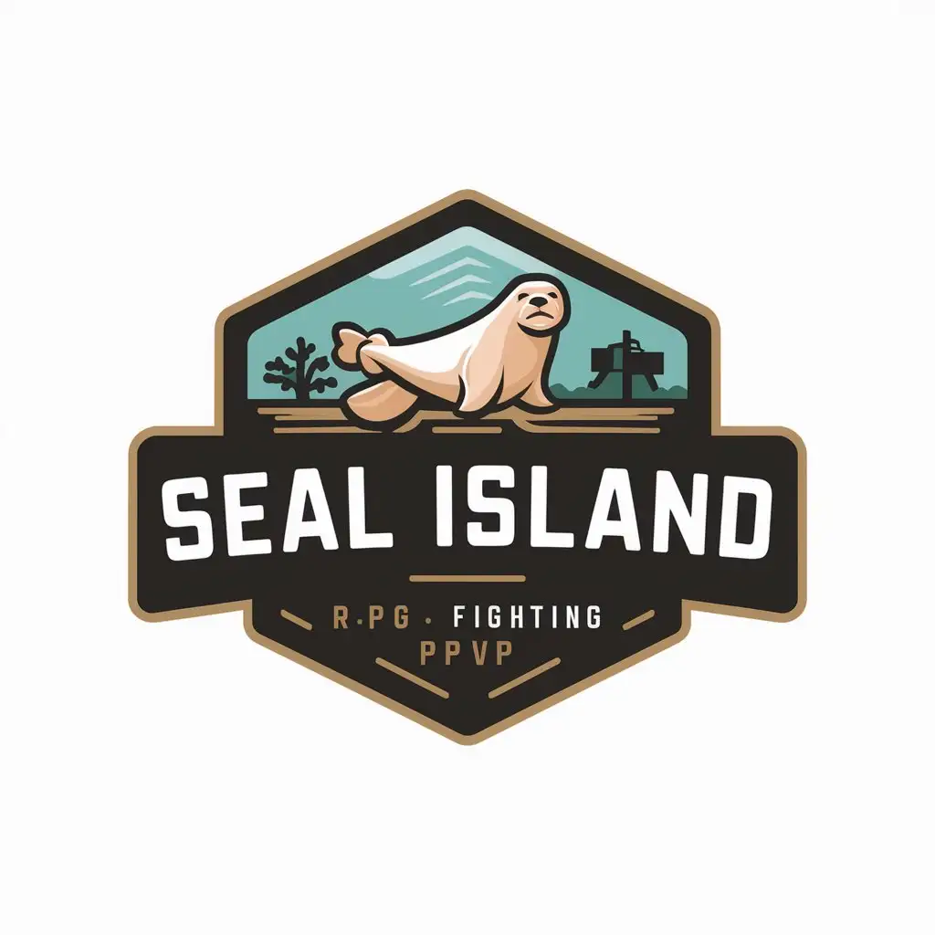 a vector logo design,with the text "Seal island", main symbol:Seal, island, RPG, fighting, pPVP,Moderate,be used in Sports Fitness industry,clear background