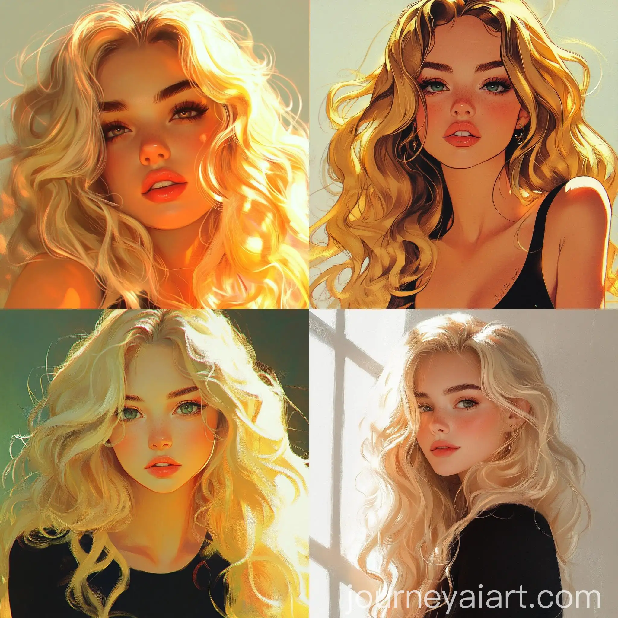 Young-Woman-with-Long-Curly-Blonde-Hair-in-the-Style-of-Ilya-Kuvshinov