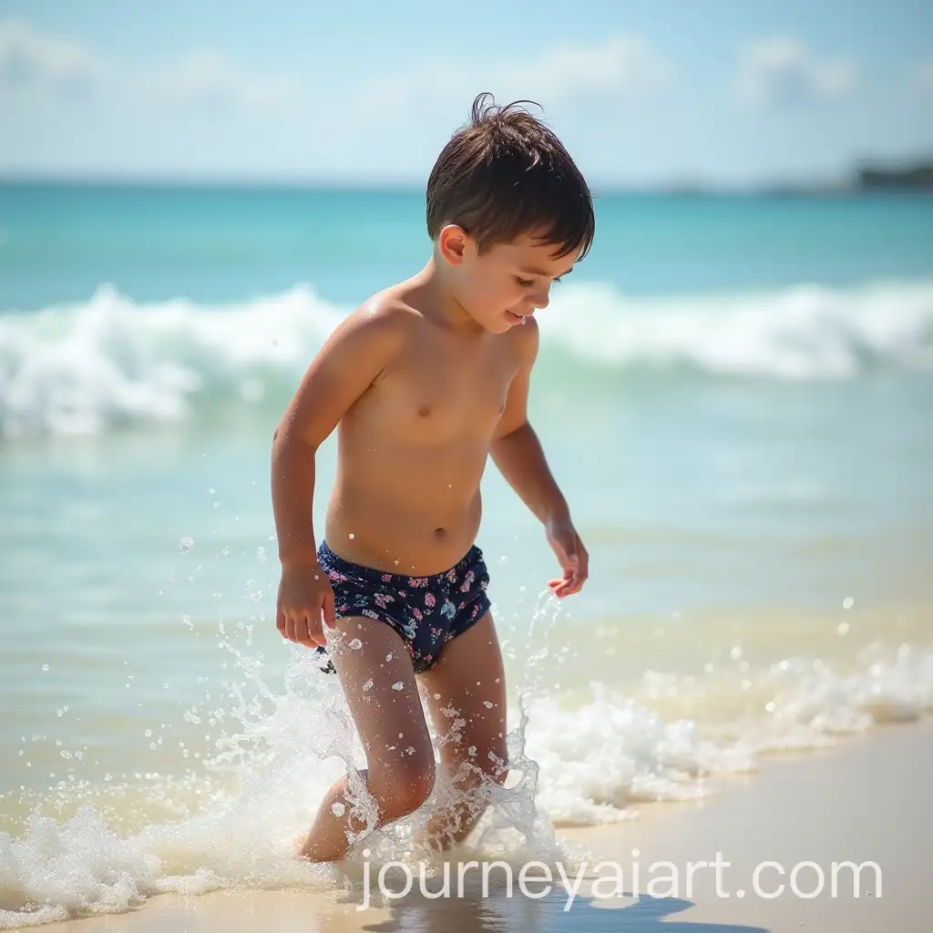 15YearOld-Boy-in-Swim-Trunks-Playing-in-Water-at-the-Beach
