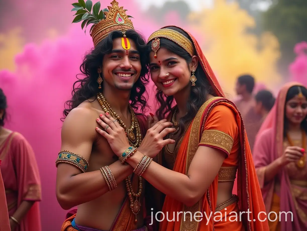 MiddleAged-Shree-Krishna-and-Radha-Celebrating-Holi-with-Vibrant-Colors