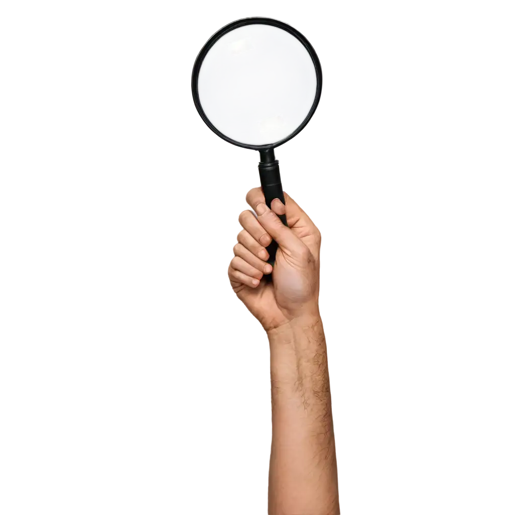 a magnifying glass on hand