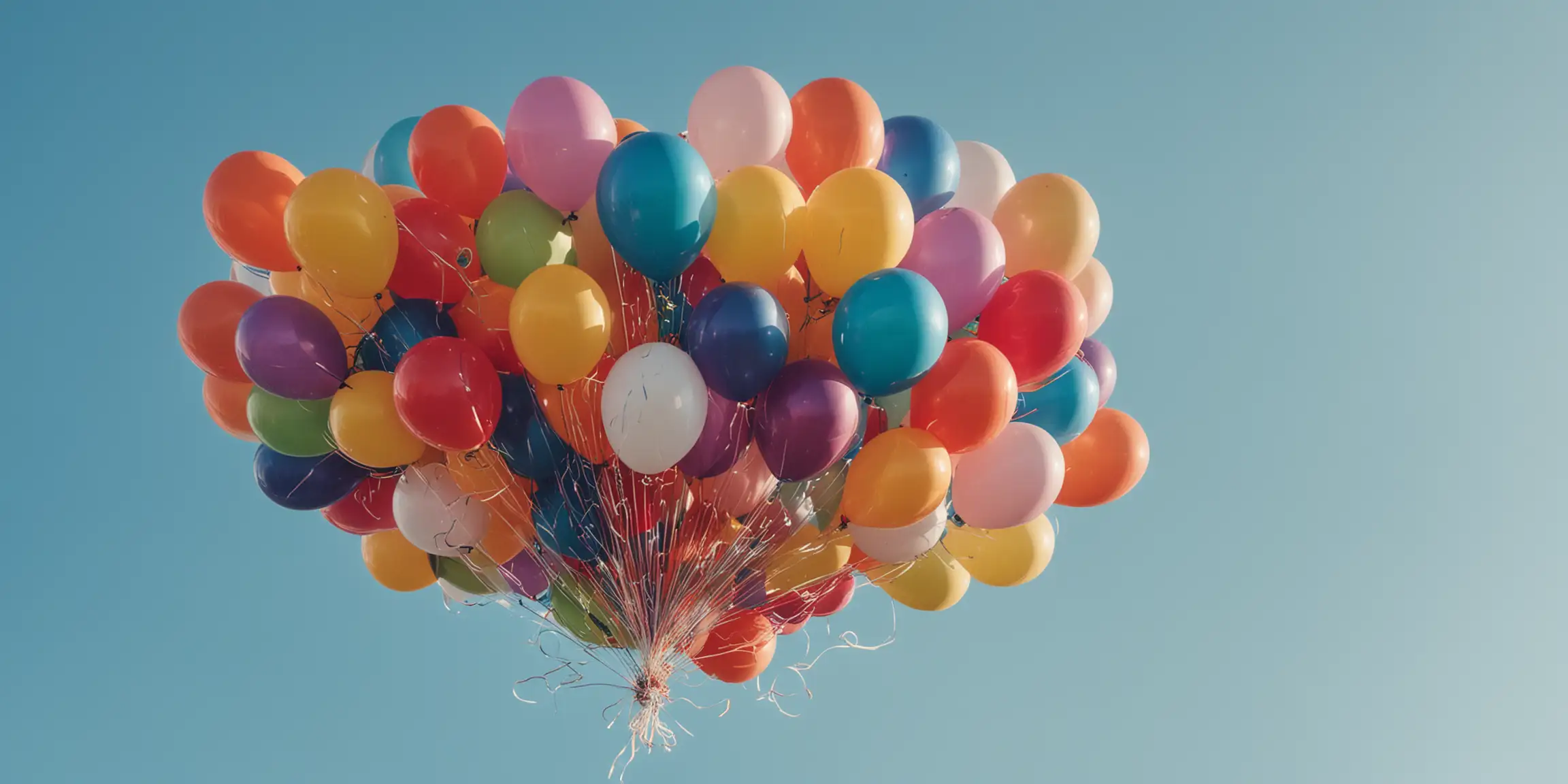 Colorful Bunch of Balloons Against a Blue Sky