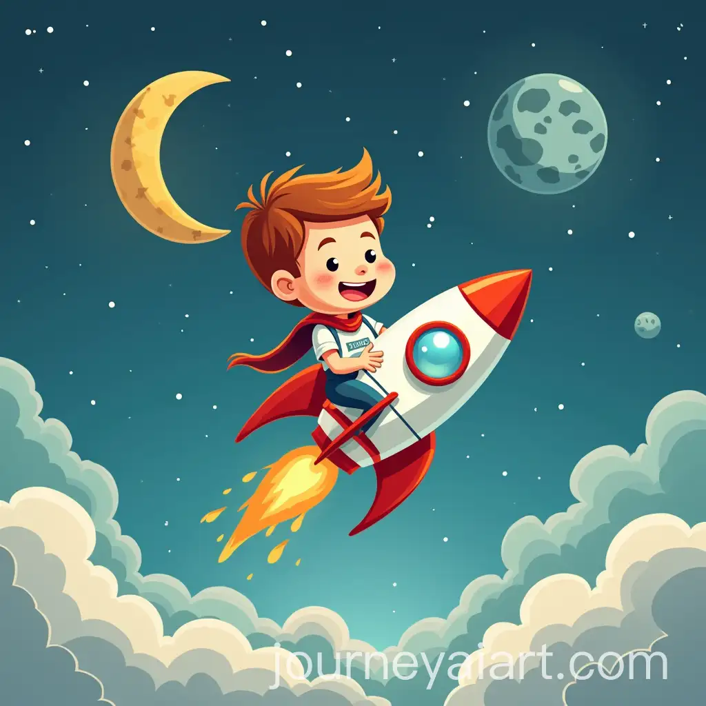 Child-Astronaut-in-Rocket-on-a-Journey-to-the-Moon-in-Cartoon-Style