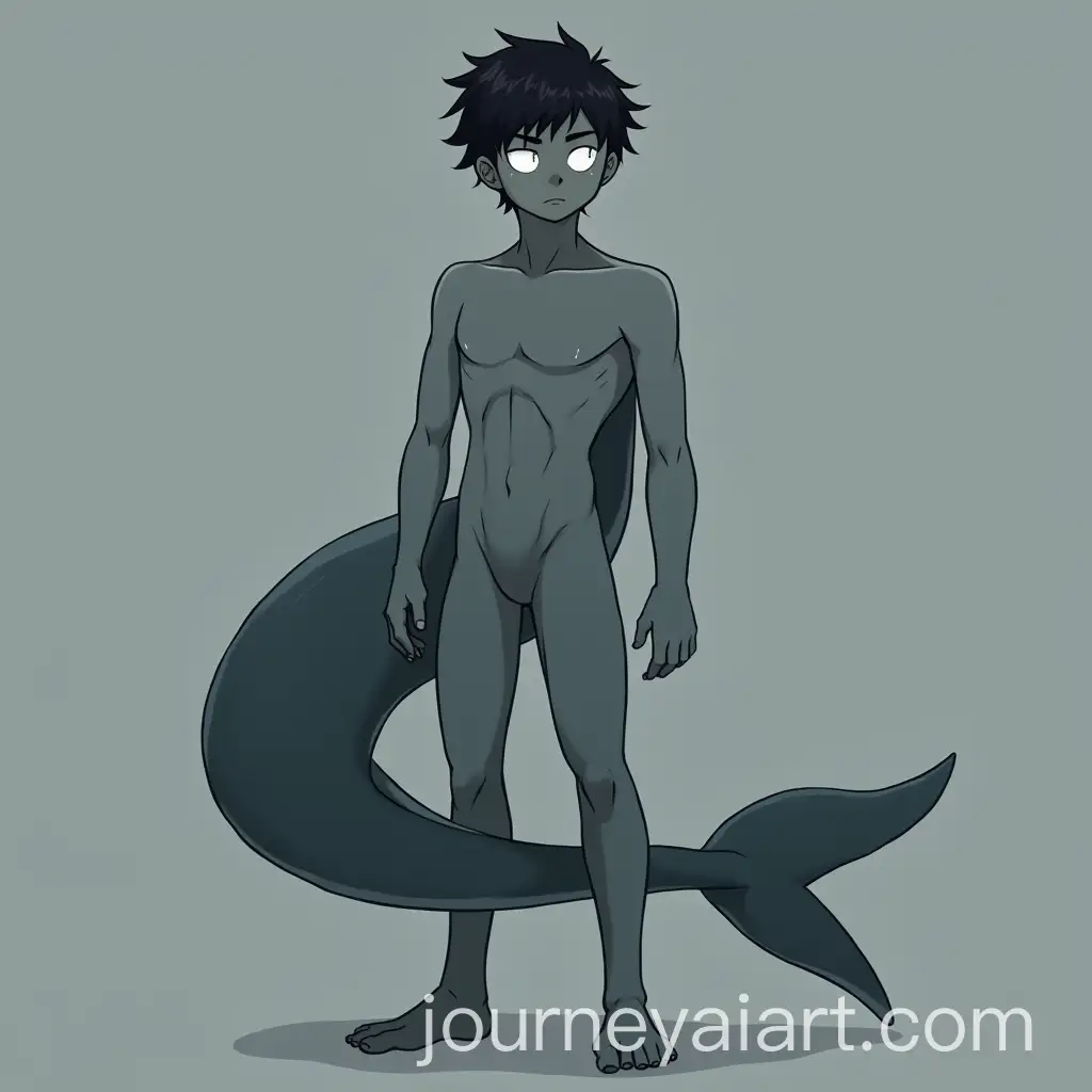 Grey-Skinned-Siren-with-Shark-Tail-and-White-Eyes