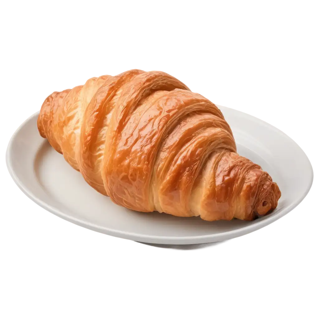 Croissant-on-a-White-Plate-PNG-Image-HighQuality-Transparent-Background-for-Versatile-Use