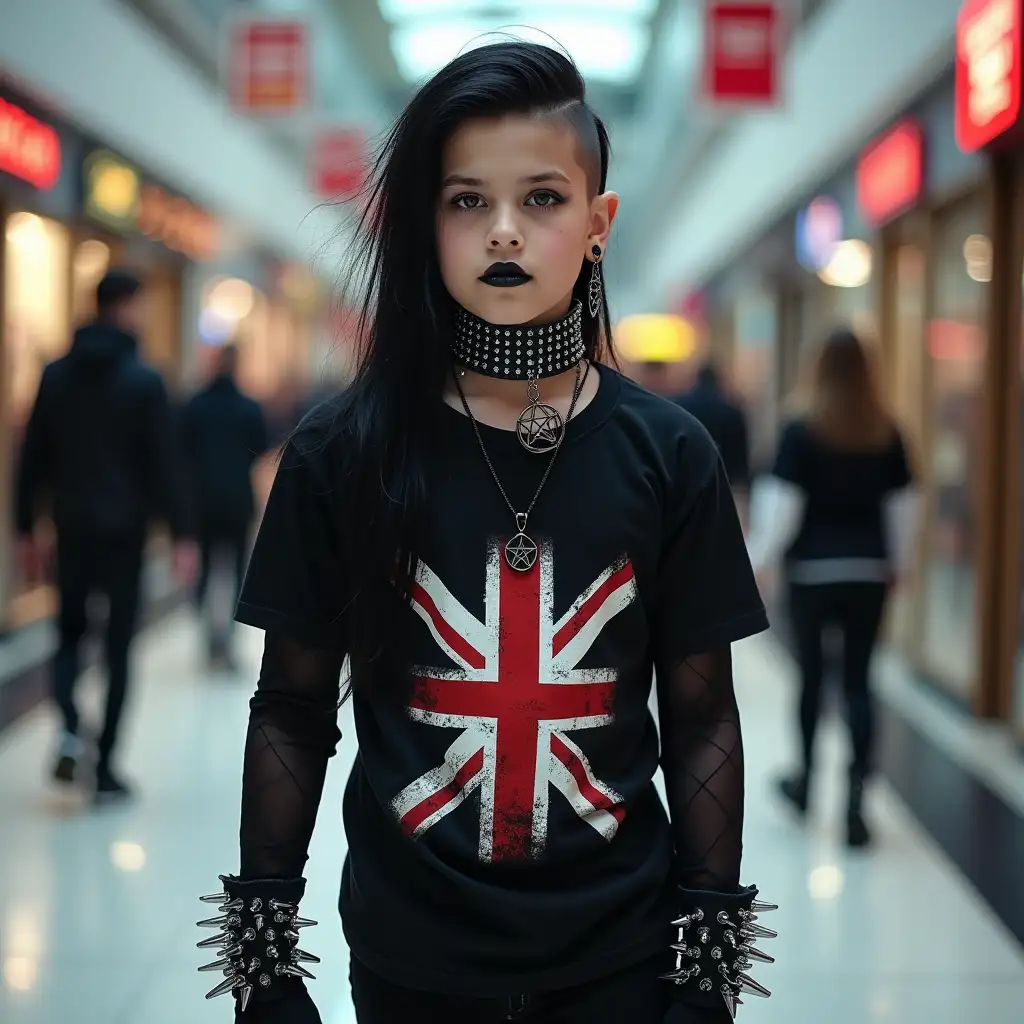 Gothic-Halloween-Costume-with-American-Boy-and-Friends-at-the-Mall