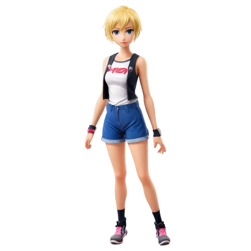 Anime-Girl-PNG-with-Short-Blonde-Hair-and-Capris-Outfit-HighQuality-Transparent-Image-for-Digital-Use