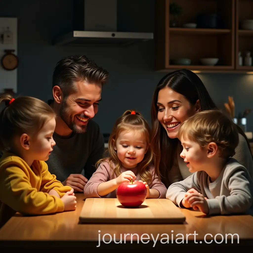 Cozy-Family-Moment-Sharing-an-Apple-at-the-Kitchen-Table