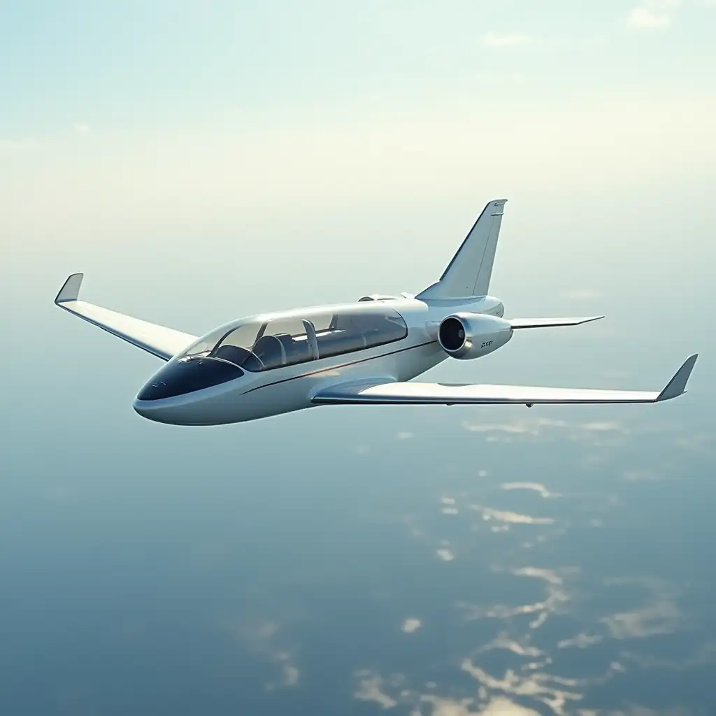 airplane with a see-through roof flying in the air prototype