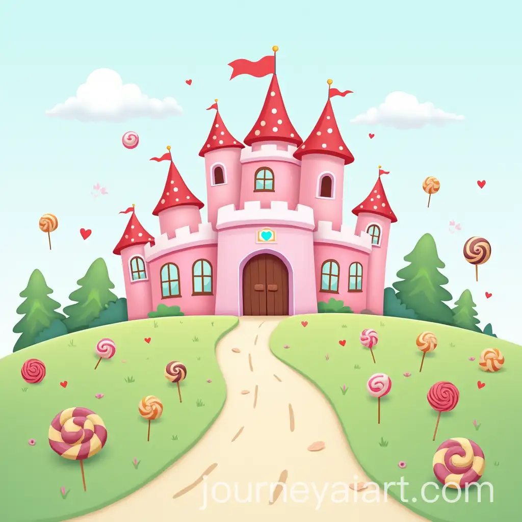 Candy-Land-Themed-Illustration-with-Castle-and-Sweet-Imagery