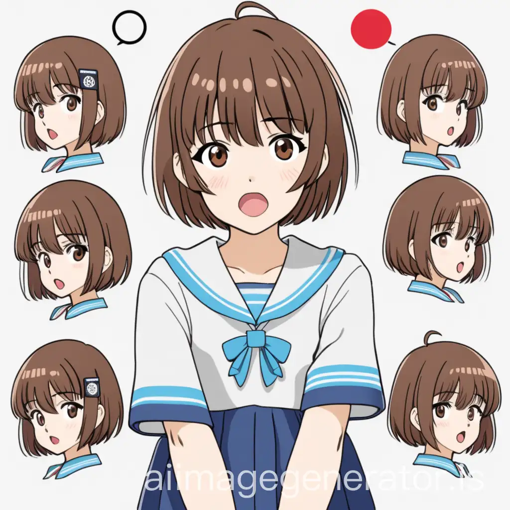 Anime-Character-Mei-Ueda-Japanese-High-School-Girl-with-Brown-Hair-and-Various-Expressions