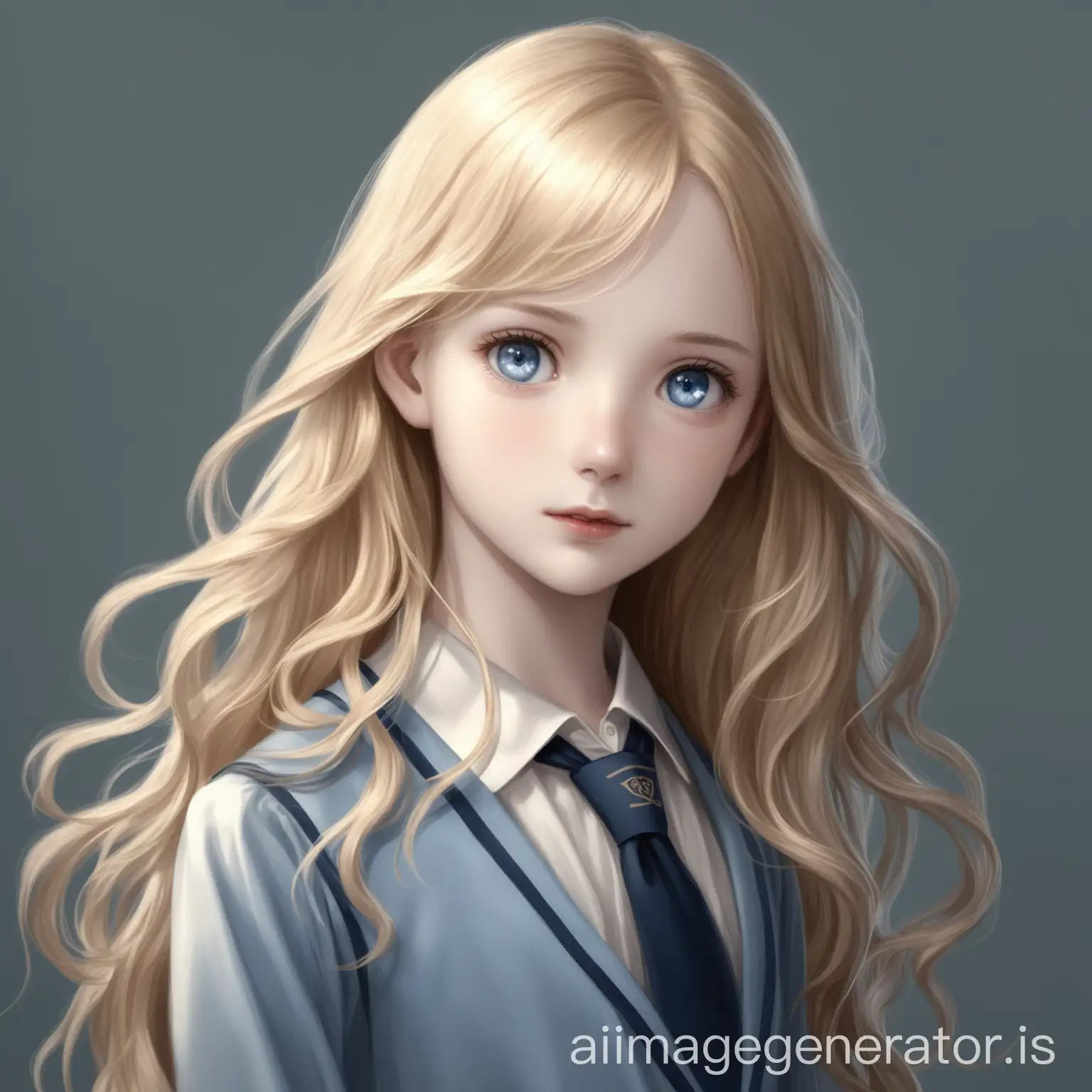 Portrait-of-a-Delicate-Secondary-School-Girl-with-Long-Golden-Hair-and-Grayish-Blue-Eyes