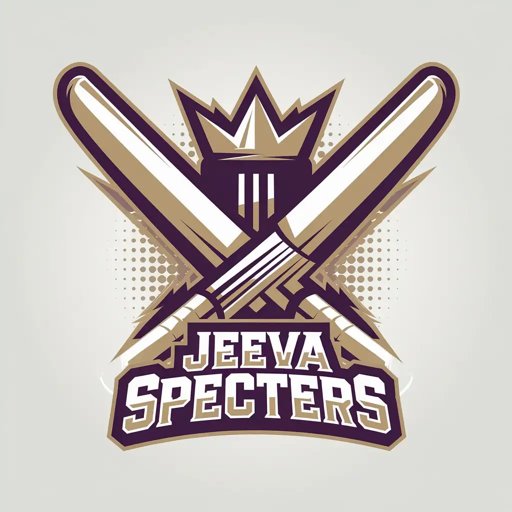 LOGO Design for Jeeva Specters Cricket Theme with Crown Symbol and Clear Background