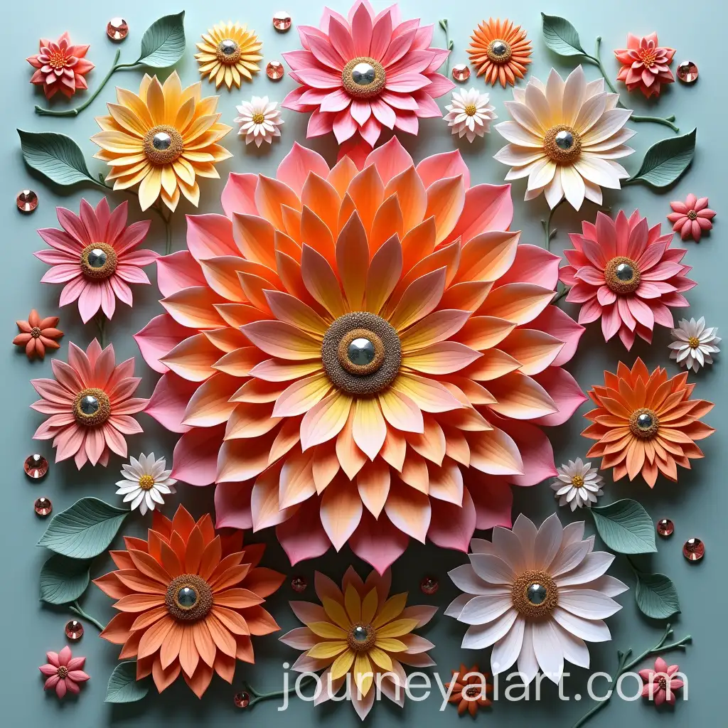 Vibrant-Floral-Centerpiece-with-Intricate-Petal-Design-and-Mirror-Accents