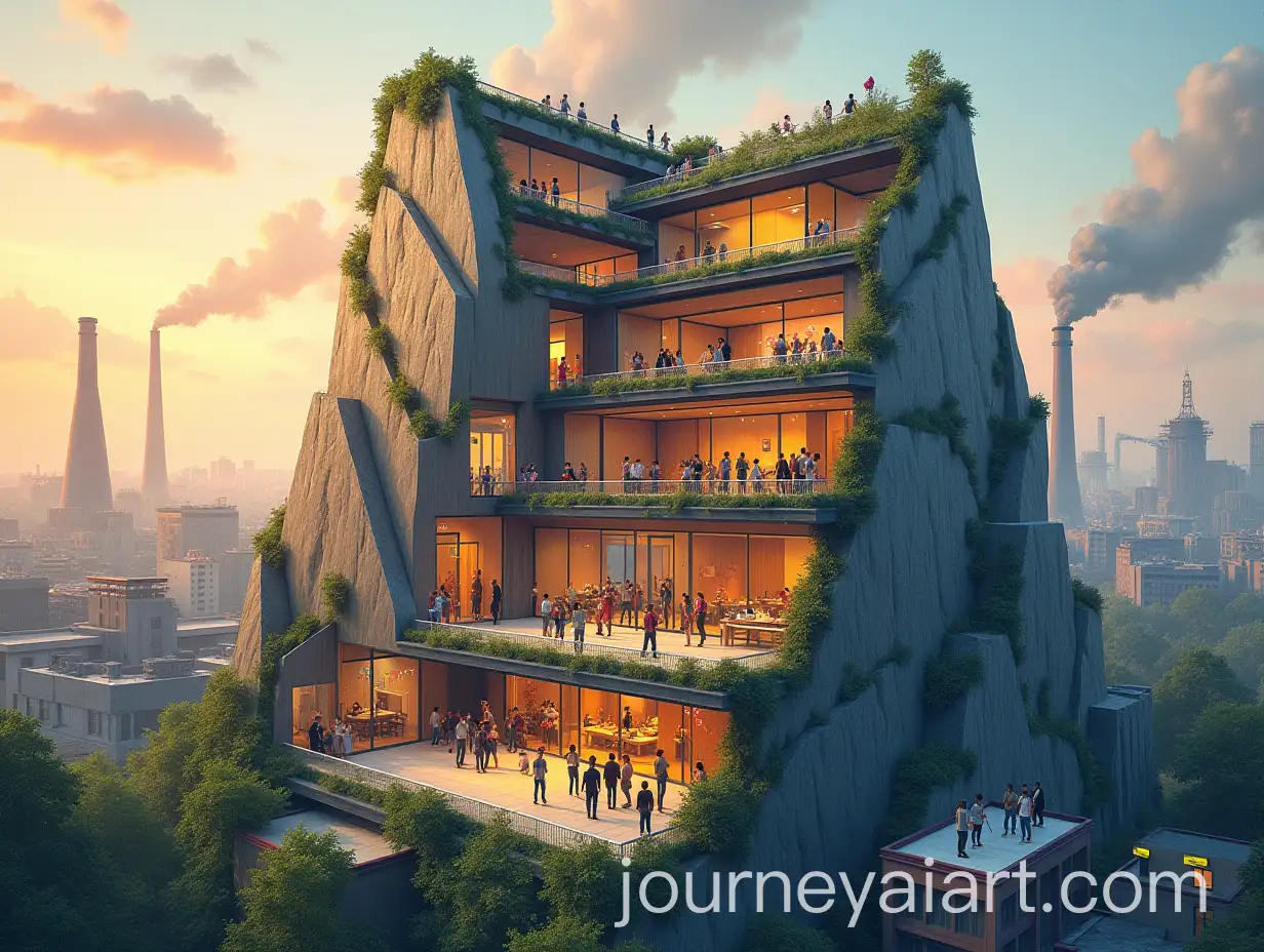 Futuristic-University-Campus-with-Vibrant-Rooftop-Party-and-Climbing-Wall
