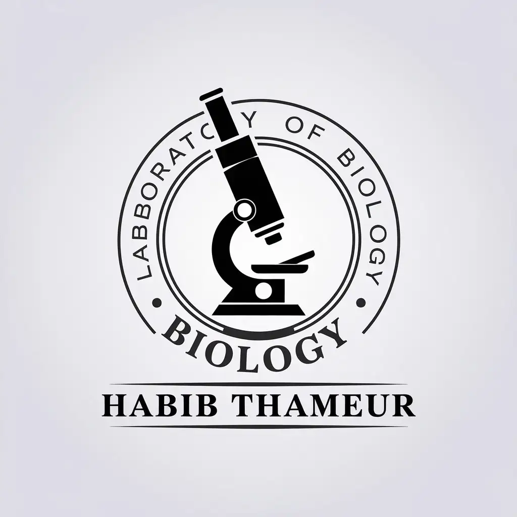 LOGO Design for Biology Lab Habib Thameur Minimalist Microscope with Legal Industry Appeal