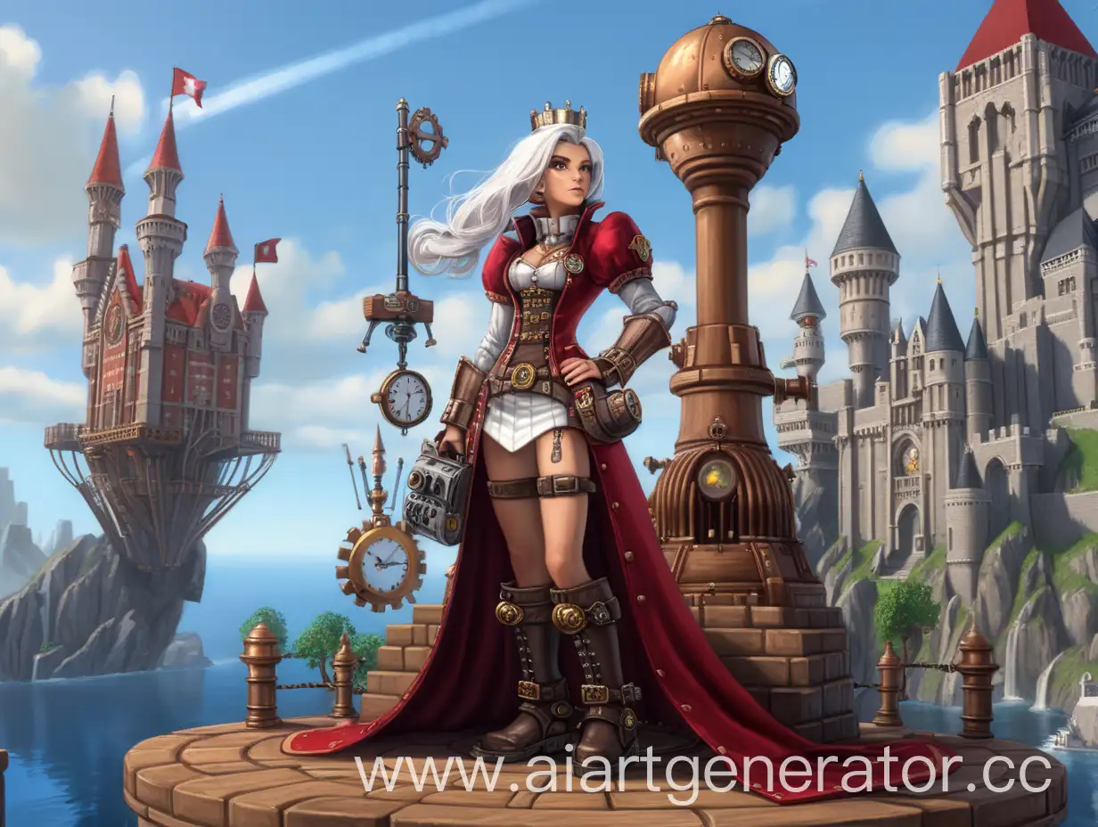 Steampunk-Queen-Aerium-Commands-Minecraft-Players-with-Rapier