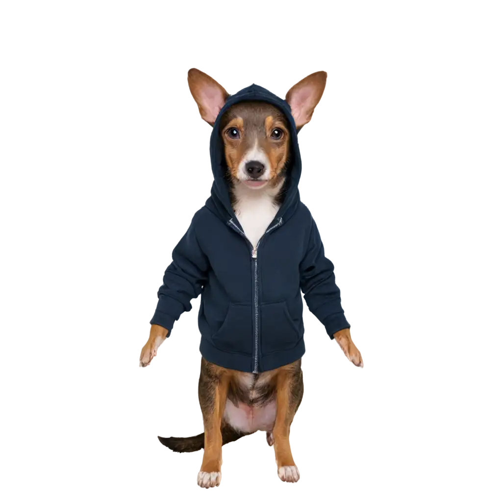 PNG-Image-of-a-Dog-Standing-on-Two-Legs-with-a-Hoodie-Cute-and-Fun-Design