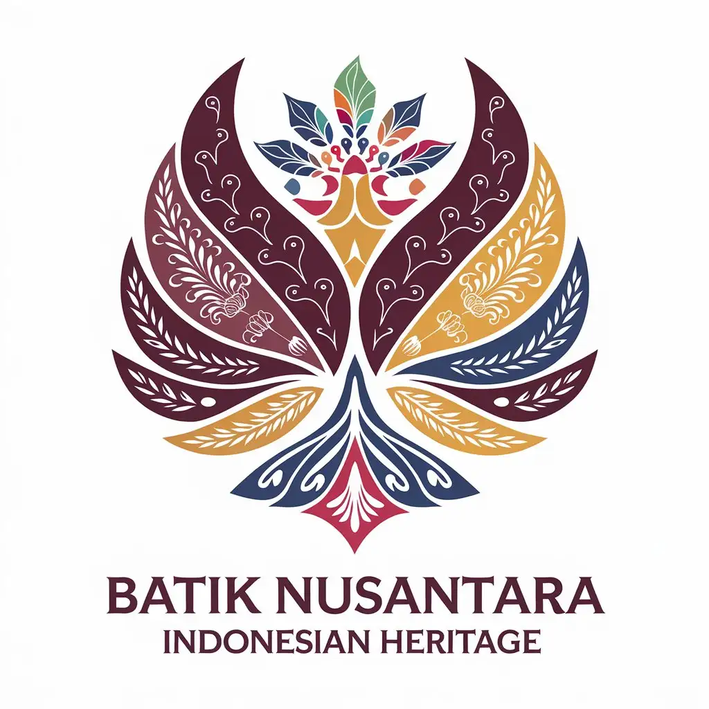 LOGO Design for Batik Nusantara Elegant Heritage Patterns in Sogan Brown Maroon Indigo Blue and Golden Yellow