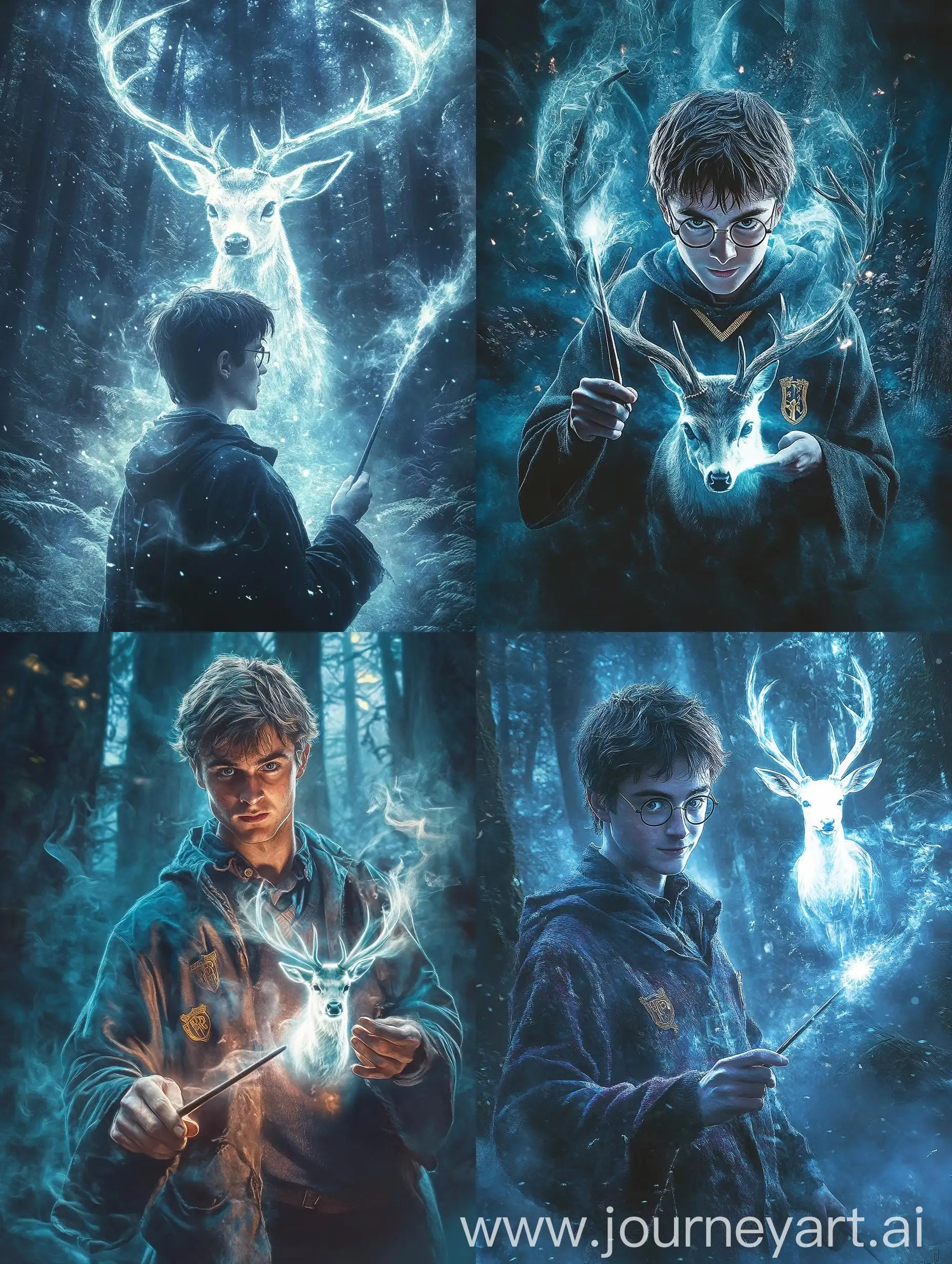 Harry-Potter-Summoning-Patronus-in-Magical-Forest