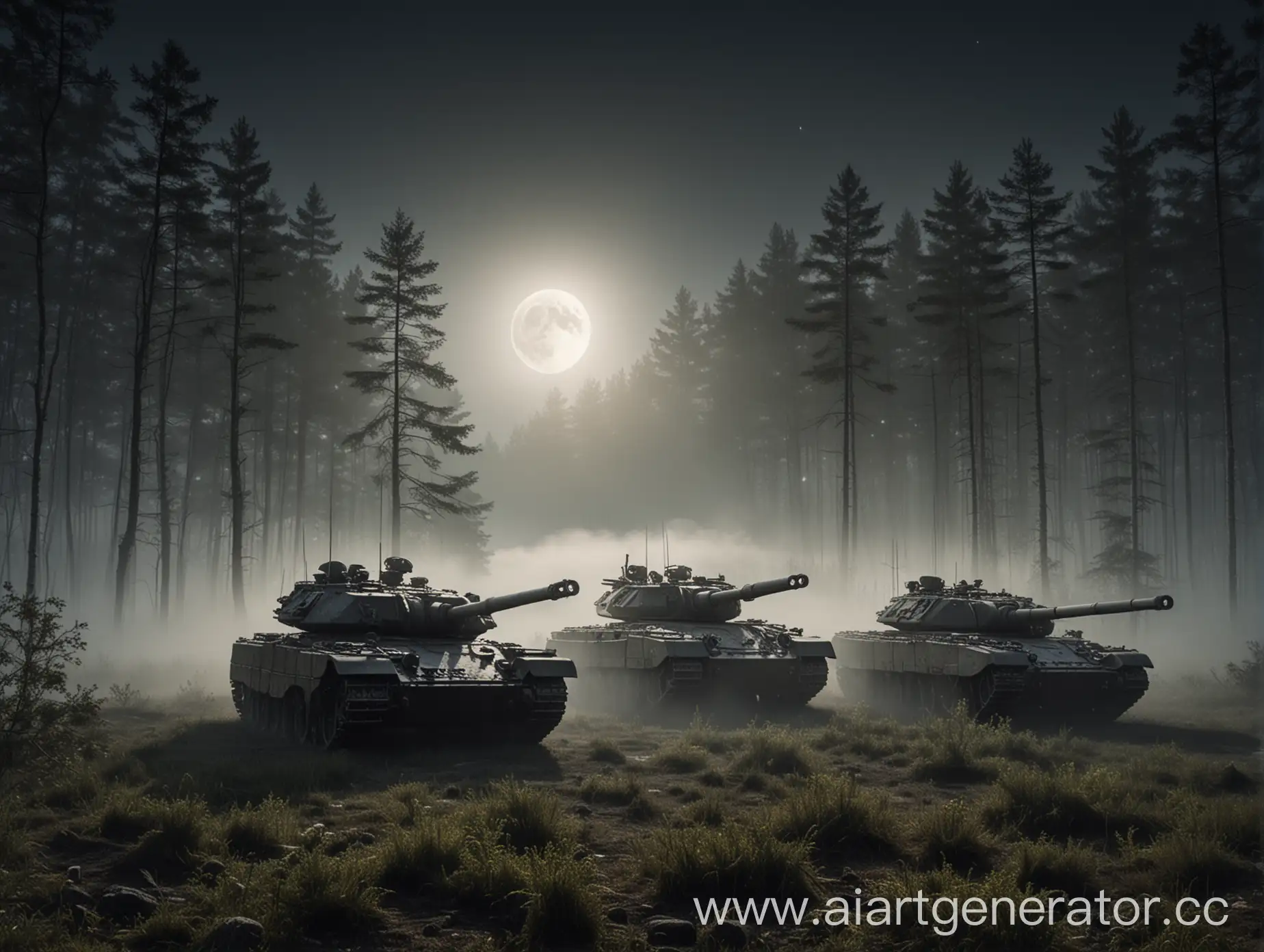 Tanks-in-a-Foggy-Forest-with-Moonlight