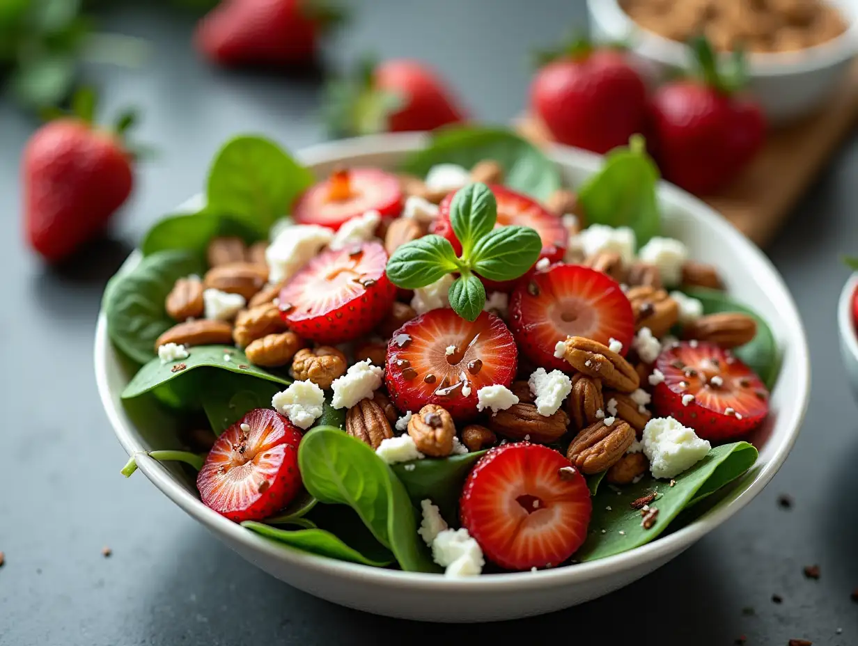 Vibrant-Detox-Superfood-Bowl-with-Strawberries-Spinach-Nuts-and-Feta-Cheese