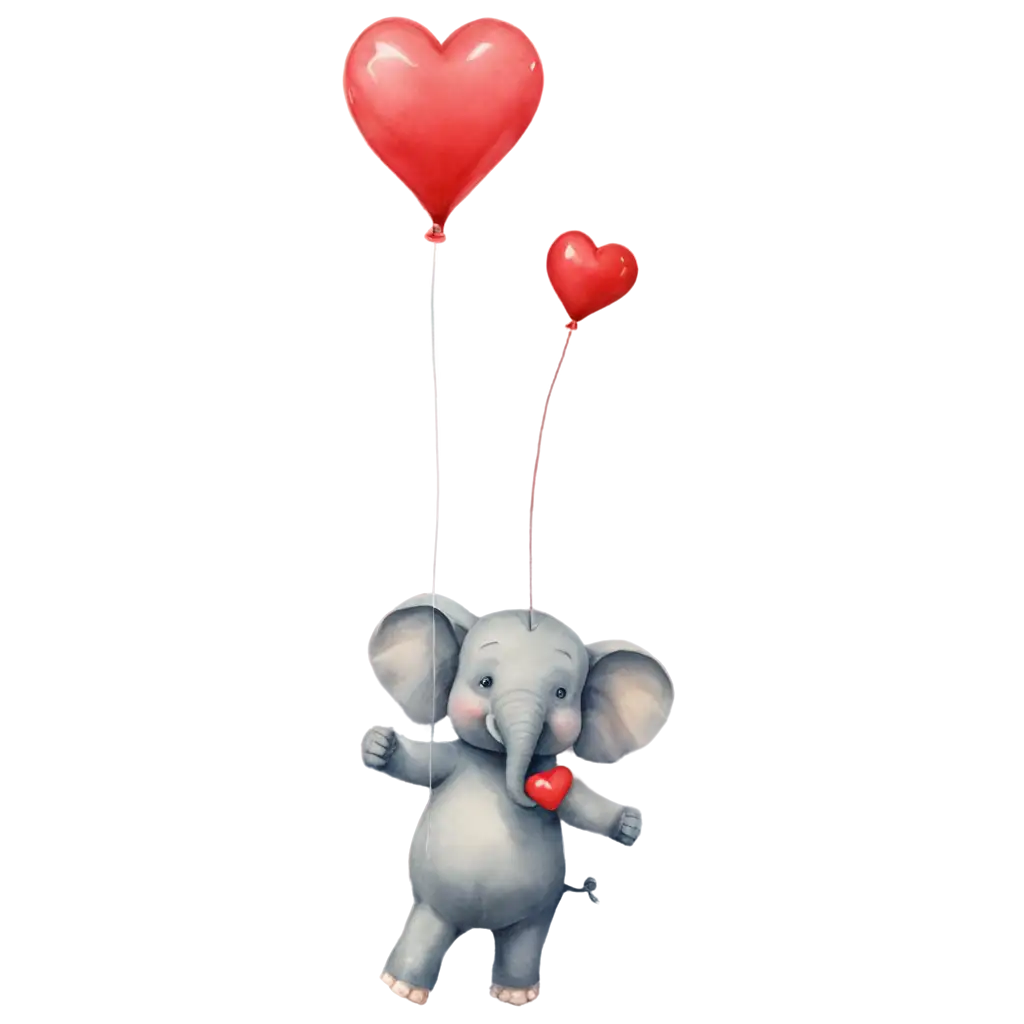 Elephant-Holding-a-Heart-Balloon-PNG-Image-Perfect-for-Creative-Projects-Designs