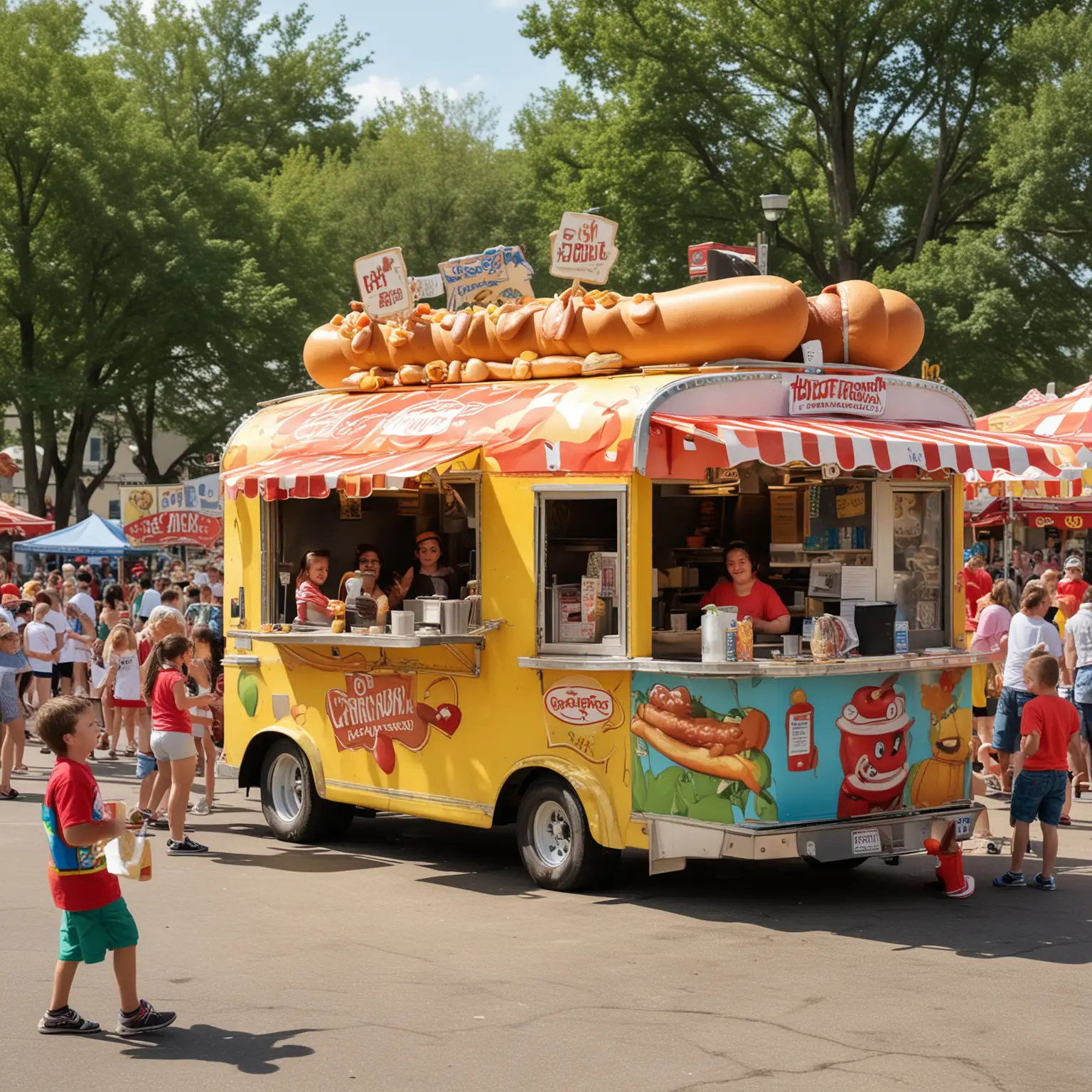 Whimsical Cartoon Food Truck at the County Fair